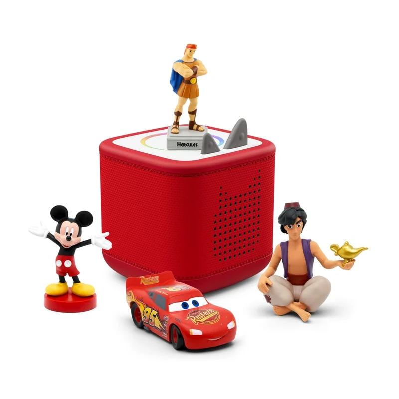 Tonies Toniebox 2 Bundle - 4 Disney Helden Herkules, Cars, Mickey Maus, Aladdin - Rot Tonie-Figur
