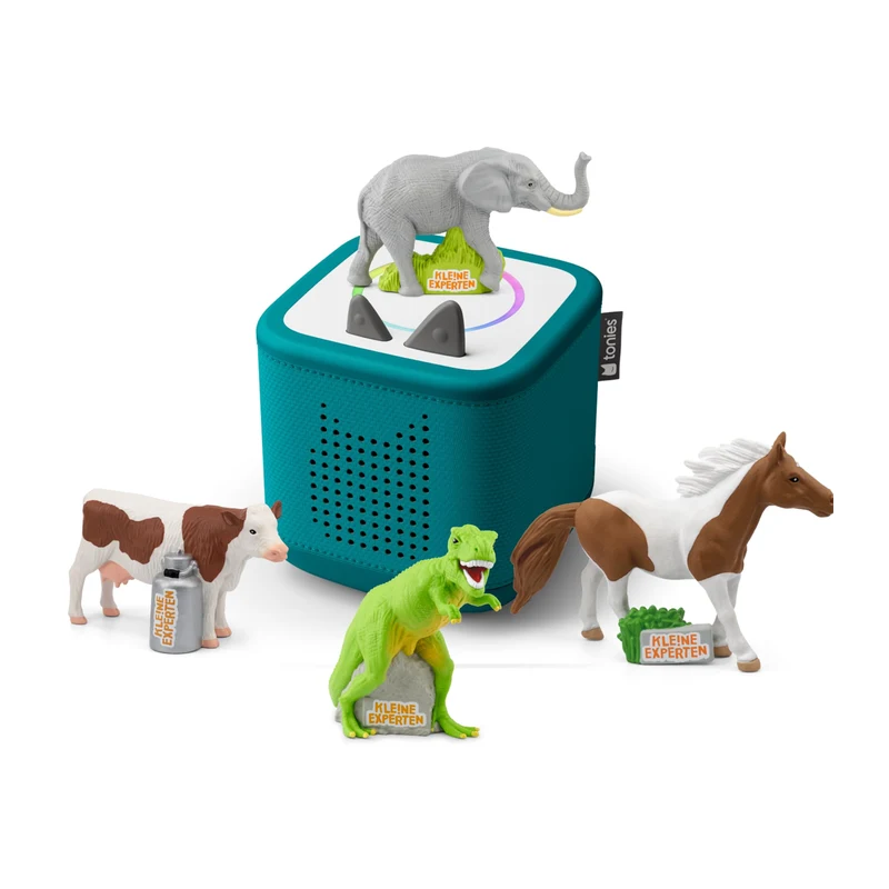 Tonies Toniebox 2 Bundle - Kleine Experten, Alles über Dinos, Pferde, Kühe und Elefanten - Meeresgrün Tonie-Figur