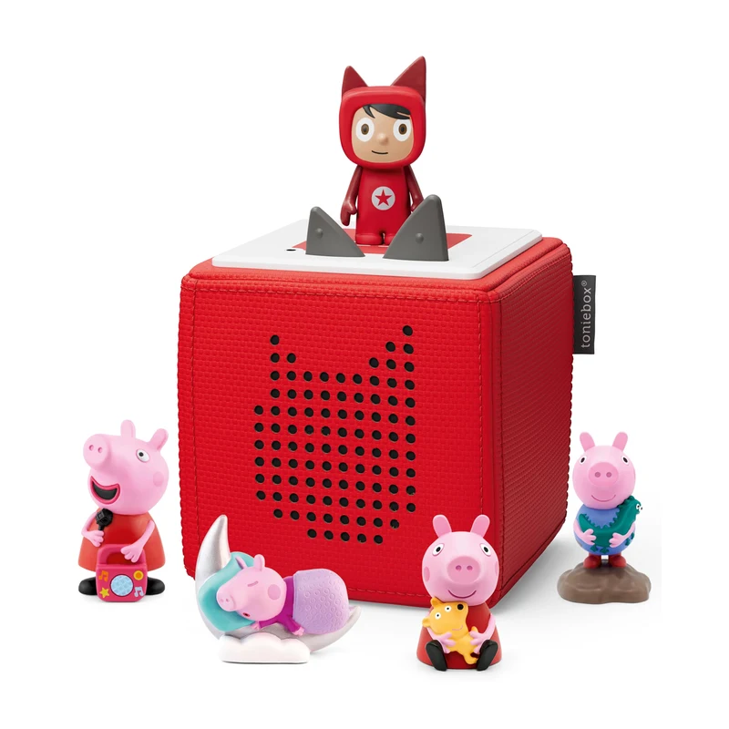 Toniebox Extrapack - Starterset Rot mit 4 Peppa-Pig-Hörfiguren Tonie-Figur