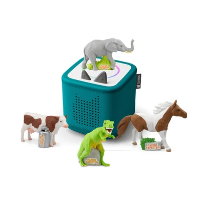 Tonie-Figur Tonies Toniebox 2 Bundle - Kleine Experten, Alles über Dinos, Pferde, Kühe und Elefanten - Meeresgrün